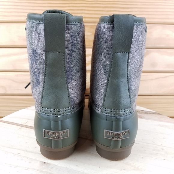 Sperry Top-Sider Men\'s 10.5 Saltwater Camo Duck Boots Lace-up Green STS23702 NEW main image 11